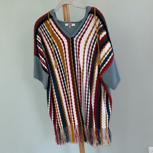 Gimmicks by BKE Colorful V-Neck Sweater Poncho